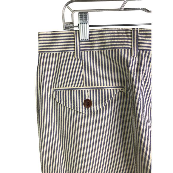 Orvis Pants Mens Size 34 Cream/slate‎ Blue Seersucker Straight Cut Flat Front - Picture 3 of 6